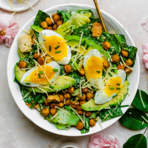 Caesar Salad with Crispy Chickpeas and Jammy Eggs Header Image
